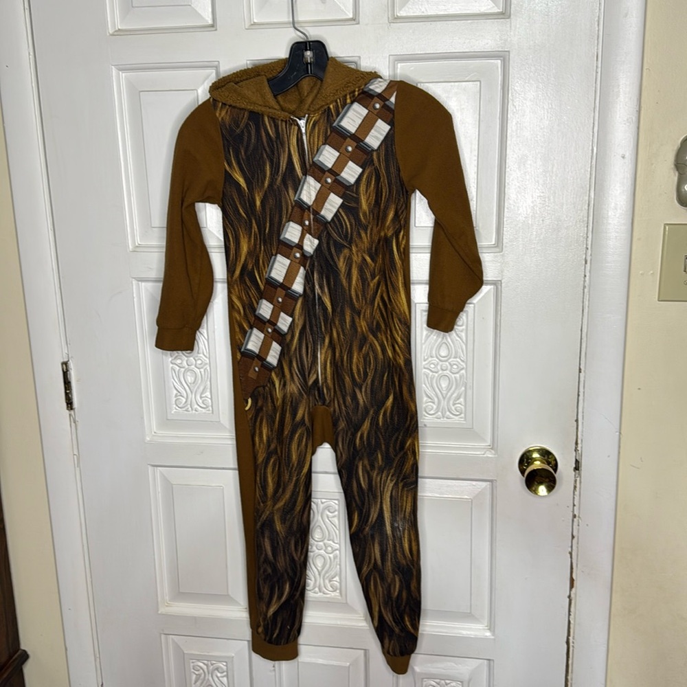 Star Wars Boys One Piece Chewbacca Zip Up Pajamas Size Small